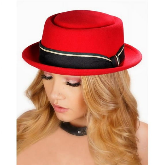 Western Fashion 69551-M 4 in. x 57 cm 100 Percent Wool Felt Top Hat, Red - Medium