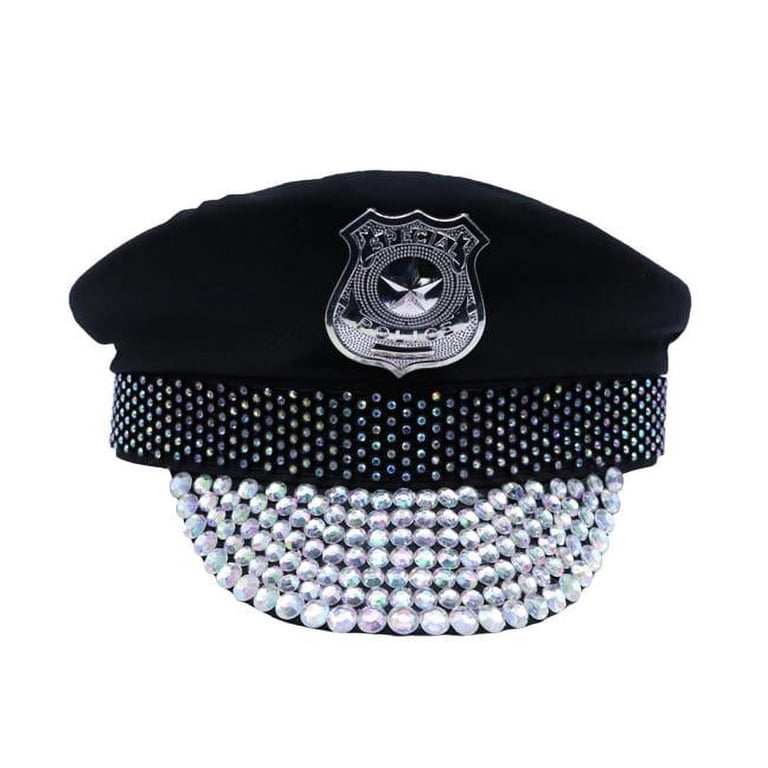 Rhinestone Police Officer Patrol Cop Hat Black Amazon.com: Forplay Women main image 4