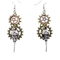 thumbnail image 1 of Western Fashion 69603-MLT Steampunk Earring with Gears & Bird Skull, Multi Color, 1 of 1