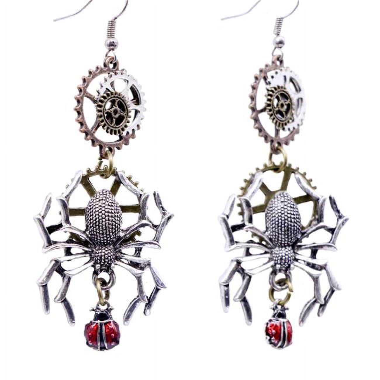 Western Fashion 69604 Steampunk Earring with Spider & Lady Bug, Gold