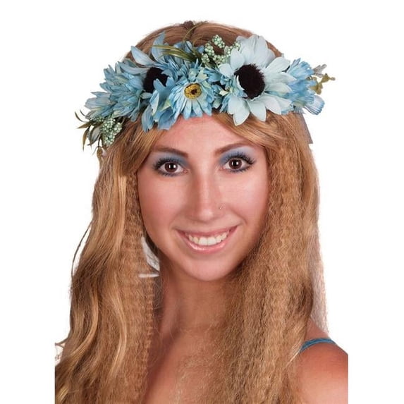 Western Fashion 70120 Blue Daisy Flower Garland Crown, Multi Color