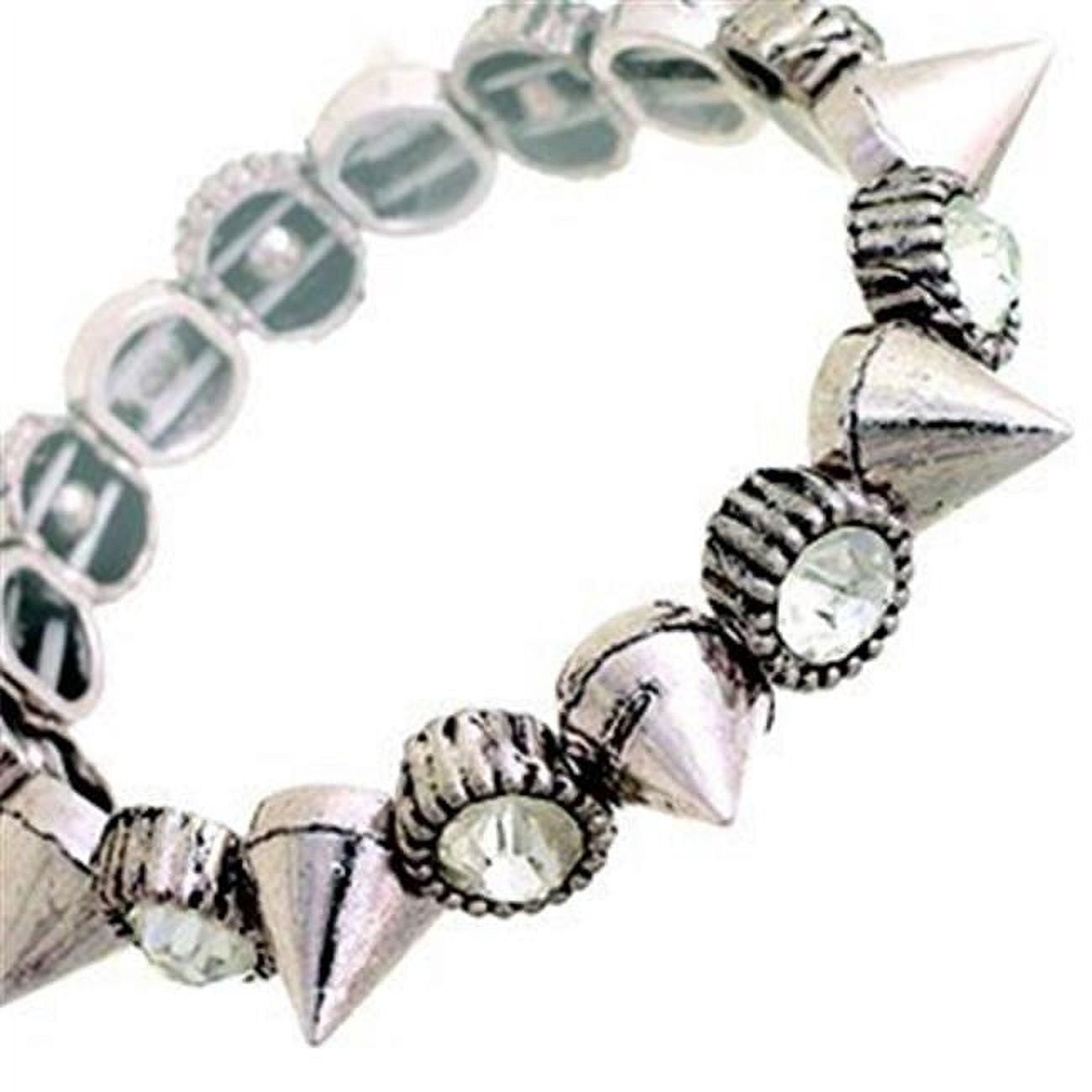 Western Fashion 82042 Spike & Stone Stretch Crystal Bracelet, Silver ...