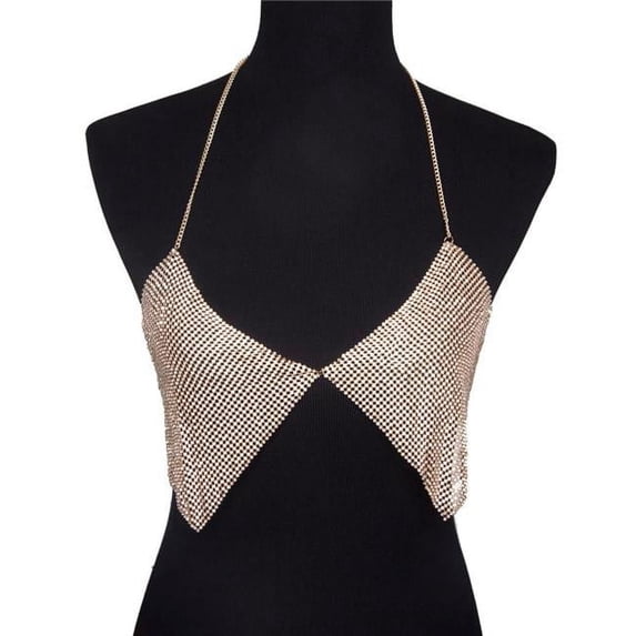 Western Fashion 8421-G Rhinestone Bra Top, Gold