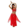 thumbnail image 1 of Western Fashion 8575-RDS-SMD 2 Piece Belly Dancing Set with Coins, Red & Silver - Small & Medium, 1 of 1