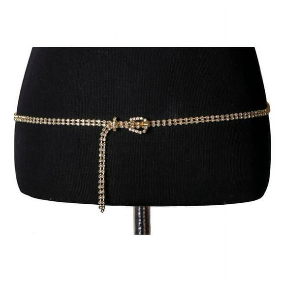 Western Fashion 8612-GLD 2 Row Crystal Belt with Buckle, Gold