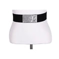 thumbnail image 1 of Western Fashion BL20 Stretch Belt with Baguette Gems & Rhinestones, Black, 1 of 2