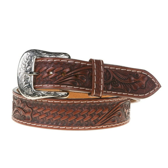 Western Fashion Mens Men`s  Bskt Floral Twisted X Belt 34 Chestnut