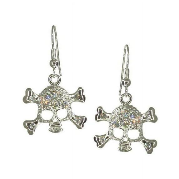 Western Fashion RSN1724 Skull Rhinestone Earring, Silver