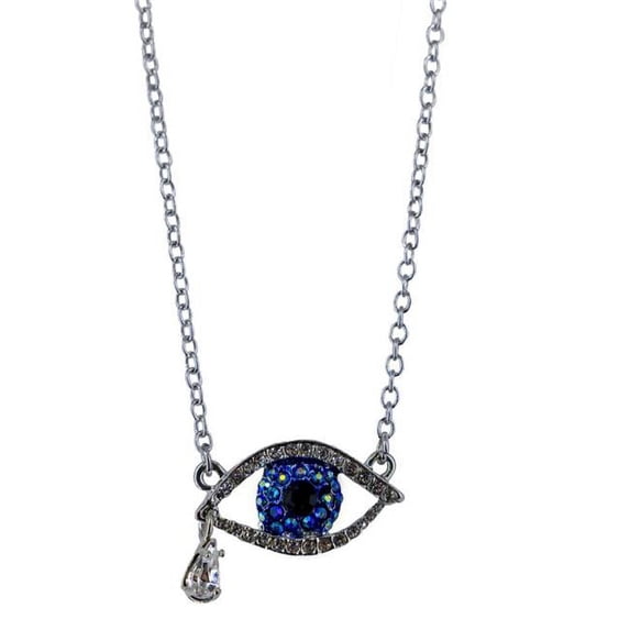 Western Fashion RSN2307-N Evil Eyes Necklace, Rhodium
