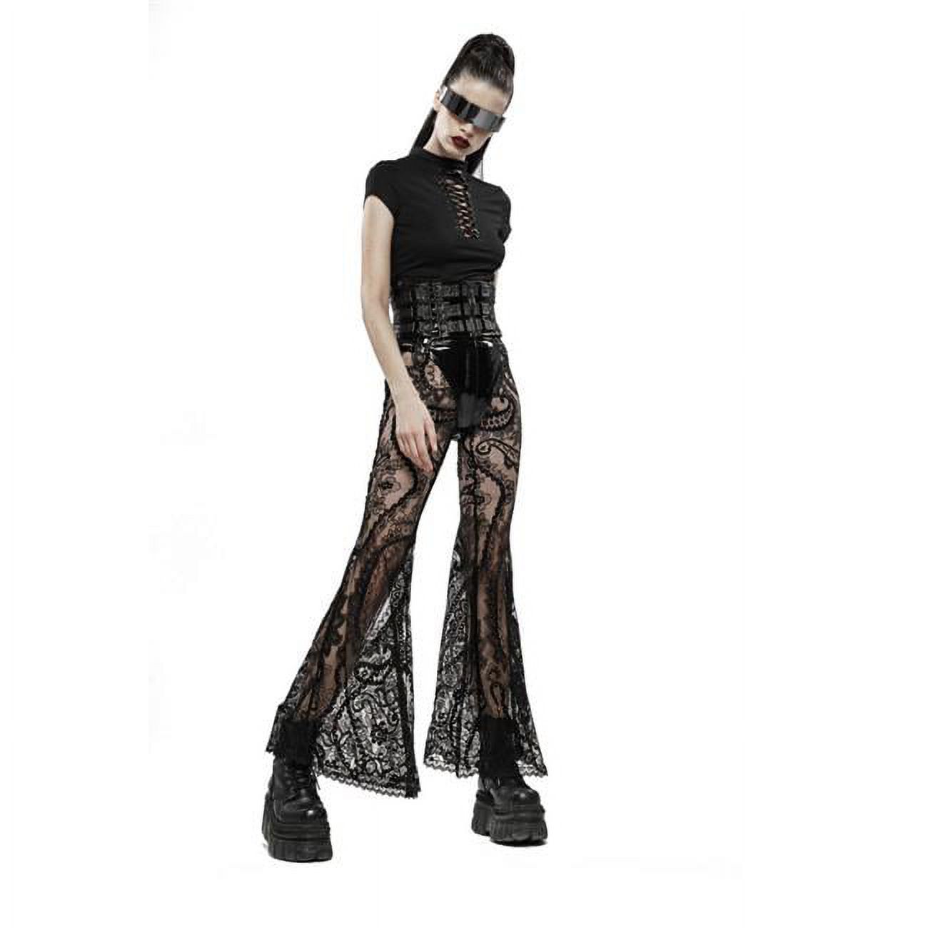 Western Fashion WK397-XL Gothic Paisley Pattern Lace Transparent Trousers&#44; Black - Extra Large - image 1 of 1