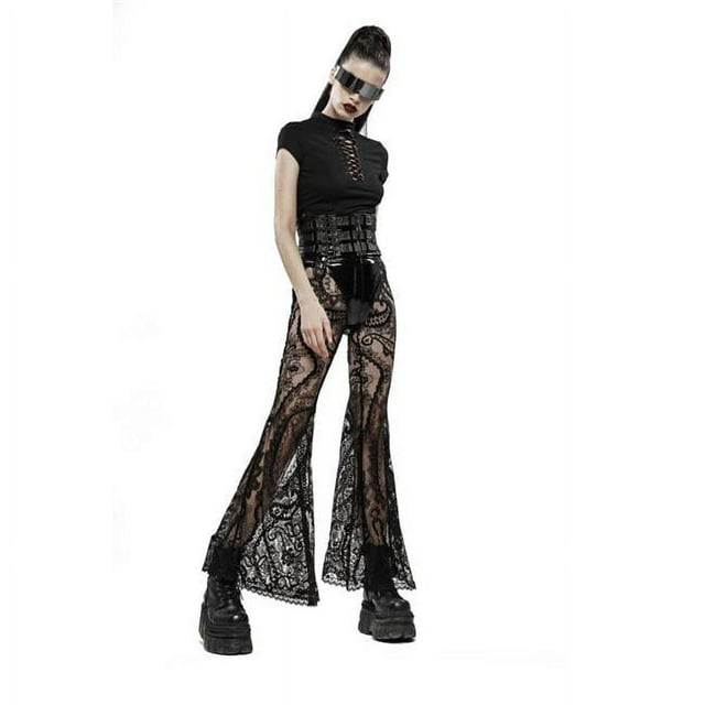 Western Fashion WK397-XL Gothic Paisley Pattern Lace Transparent Trousers&#44; Black - Extra Large