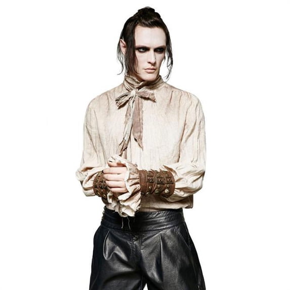 Western Fashion Y714-WHT-L Steampunk Tie Shirt, White - Large