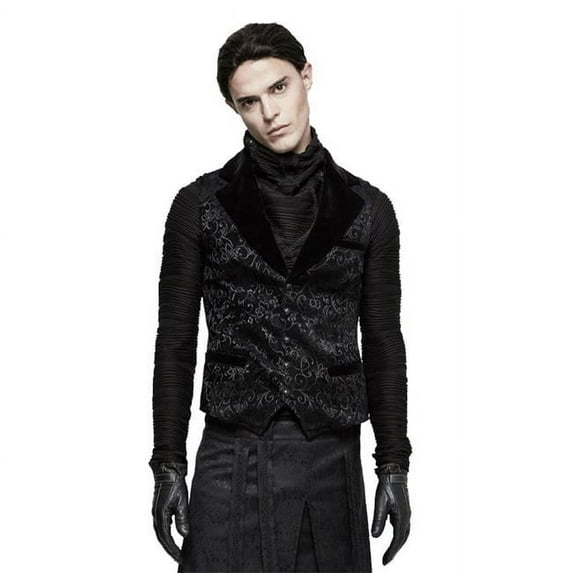 Western Fashion Y807-BK-3XL Steampunk Vintage Jacquard Vest, Black - 3XL