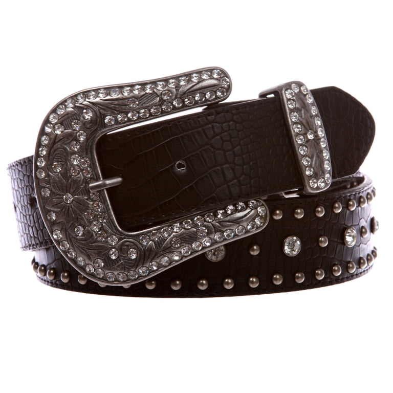Western Faux Crocodile Print Cross Concho Rhinestone Studded  display picture 3