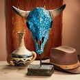 thumbnail image 1 of Western Faux Turquoise Encrusted Cow Skull Statue, 1 of 1