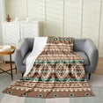 thumbnail image 1 of Western Flannel Fleece Blanket Throw Size, Aztec Throw Blanket, Exotic Style Bohemian Fuzzy Blanket, Geometry Arrow Soft Microfiber Plush Bed Blanket, Beige Brown, 1 of 4