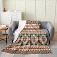 thumbnail image 1 of Western Flannel Fleece Blanket Twin Size, Aztec Throw Blanket, Exotic Style Bohemian Fuzzy Blanket, Geometry Arrow Soft Microfiber Plush Bed Blanket, Beige Brown, 1 of 4