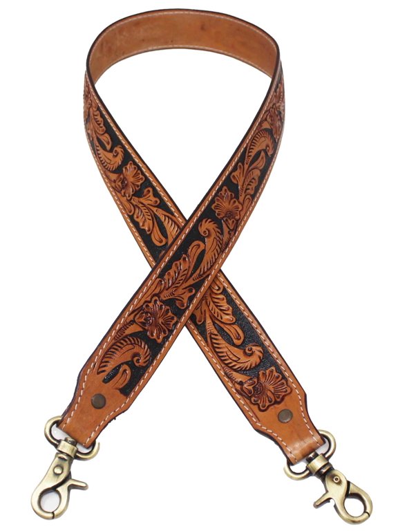 Western Floral Hand-Tooled Leather Replacement Shoulder Purse Strap 115RS21