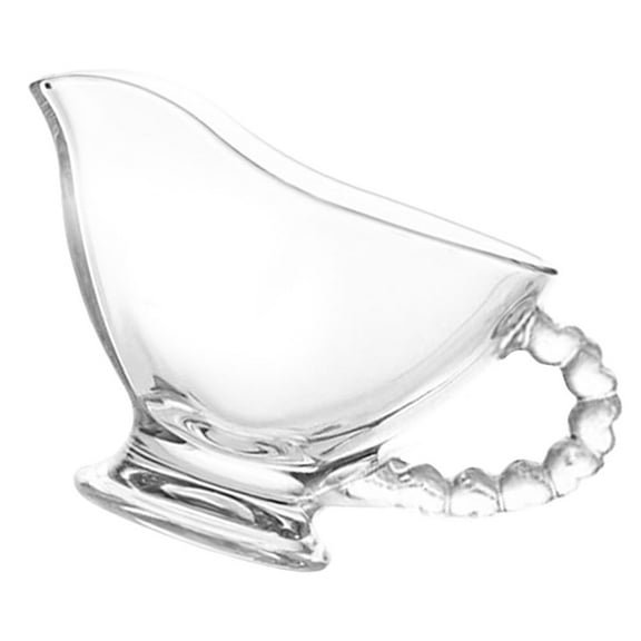 FENGGUIQU Clear Glass Gravy Pitcher Sauce Boat for Condiments Serving Practical Use in Restaurants and Home Dining