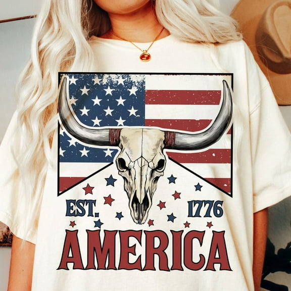 Western Fourth of July T-Shirt – Country Cowgirl Style American Flag Tee for Independence Day