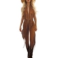 thumbnail image 1 of Western Fringe Sleeveless Jumpsuit For Romper With Deep V Neck And Adjustable Ties, 1 of 4