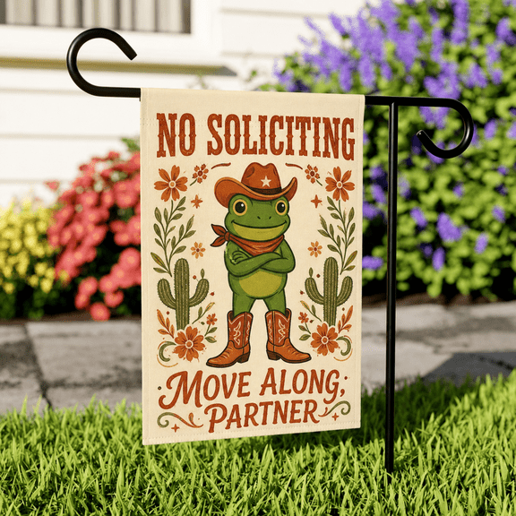 Western Frog Burnt Orange Garden Flag Porch Entryway Decor
