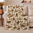 thumbnail image 1 of Western Frontier Cowboys decorative motif Ranch Scene autumn celebration, Warm Flannel Blanket for Ranch House and Living Room, Festive autumn celebration Scene, Rustic Home Decor, 1 of 7