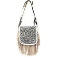 thumbnail image 1 of Western Genuine Leather Cowgirl Crossbody Messenger Fringe Laser Cut Purse Bag in 5 colors, 1 of 1
