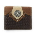 thumbnail image 1 of Western Genuine Leather Cowhide Cow Fur Star Basketweave Mens Bifold Short Wallet, 1 of 1
