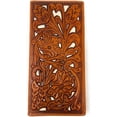 thumbnail image 1 of Western Genuine Leather Floral Tooled Laser Cut Mens Long Bifold Wallet in 8colors, 1 of 4