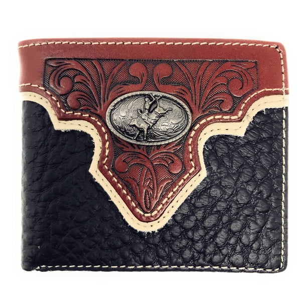Western Genuine Leather Floral Tooled Rodeo Concho Mens Short