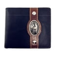 thumbnail image 1 of Western Genuine Leather Mens Metal Concho Longhorn Bifold Short Wallet, 1 of 4