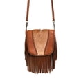 thumbnail image 1 of Western Genuine Tool Leather Cowhide Fur Fringe Womens Crossbody Bag, 1 of 3