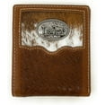 thumbnail image 1 of Western Genuine Tooled Leather Cowhide Cow Fur Mens Bifold Short Wallet in Multi Emblem, 1 of 4