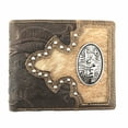 thumbnail image 1 of Western Genuine Tooled Leather Cowhide Praying Cowboy Men's Bifold Short Wallet, 1 of 3