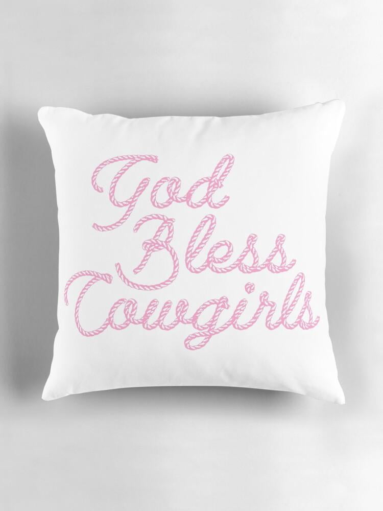 God Lettering Creator Western God Bless Cowgirls Pink Rope Lettering Throw Pillow Cover ...