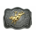 thumbnail image 1 of Western Gold Bull Skull Belt Buckle Cowboy Cowgirl Rodeo Floral Design Grey 022, 1 of 1