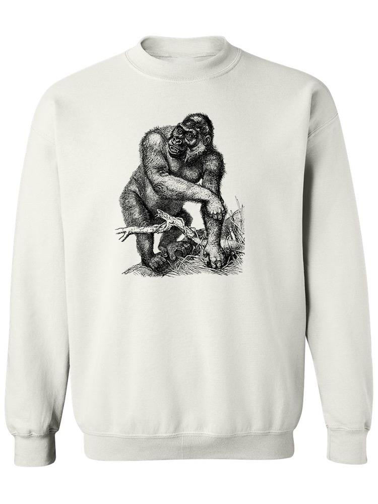 Gorilla Pattern Print Women Off Shoulder Sweatshirt