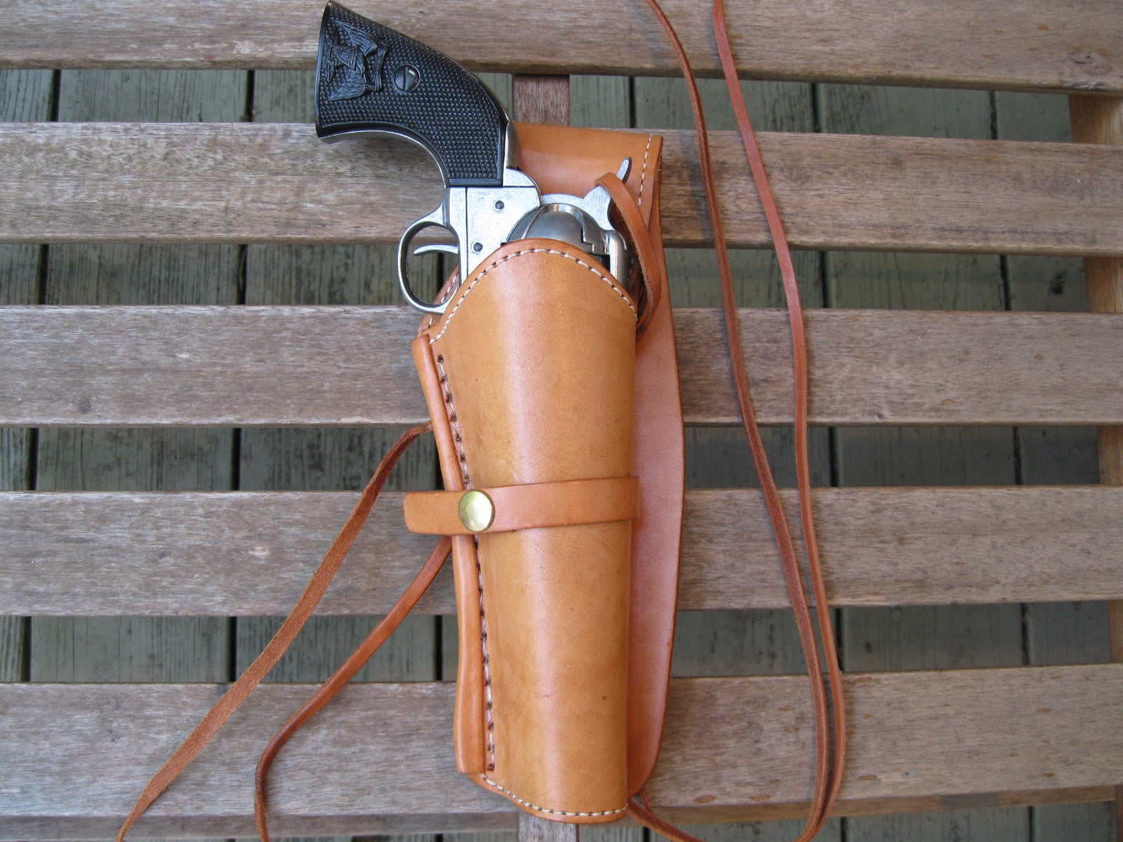 Western Tooled Leather Holster - Right Hand, Natural Color, For .38 Caliber Single Action Revolver