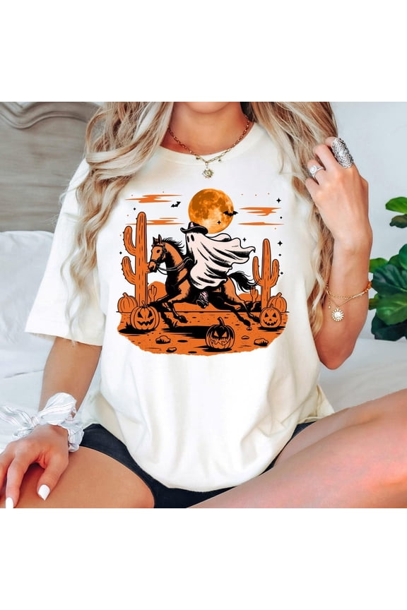 Western Halloween Shirt, Funny Ghost Cowboy Shirt, Spooky Fall T-Shirt, Cute Ghost Country Halloween Tee, Spooky Season Gift, Retro Cowgirl