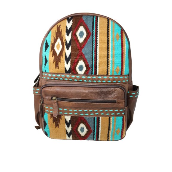 Western Handwoven Saddle Blanket Distressed Leather Bag for Women 18SKB17