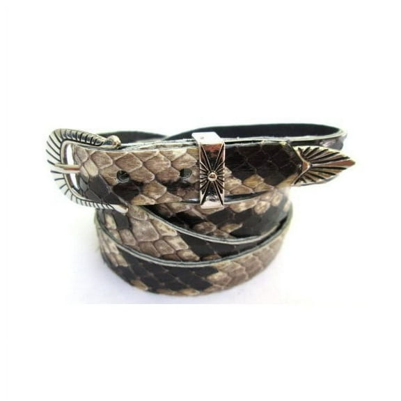 Western Hatband Black & White Genuine Python Snake Skin with 3 Pc Buckle Set