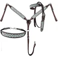 thumbnail image 1 of Western Headstall Breast Collar Reins & Wither Straps Tack Set Cowhide Leather Handmade Beaded Tooled Carved Horse Saddle Riding Tooling Carving Equestrian Size Full, 1 of 1