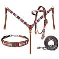 thumbnail image 1 of Western Headstall Breast Collar Reins & Wither Straps Tack Set Cowhide Leather Handmade Beaded Tooled Carved Horse Saddle Riding Tooling Carving Equestrian Size Full, 1 of 1