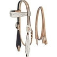 thumbnail image 1 of Western Headstall Breast Collar Reins & Wither Straps Tack Set Cowhide Leather Handmade Beaded Tooled Carved Horse Saddle Riding Tooling Carving Equestrian Size Full, 1 of 1