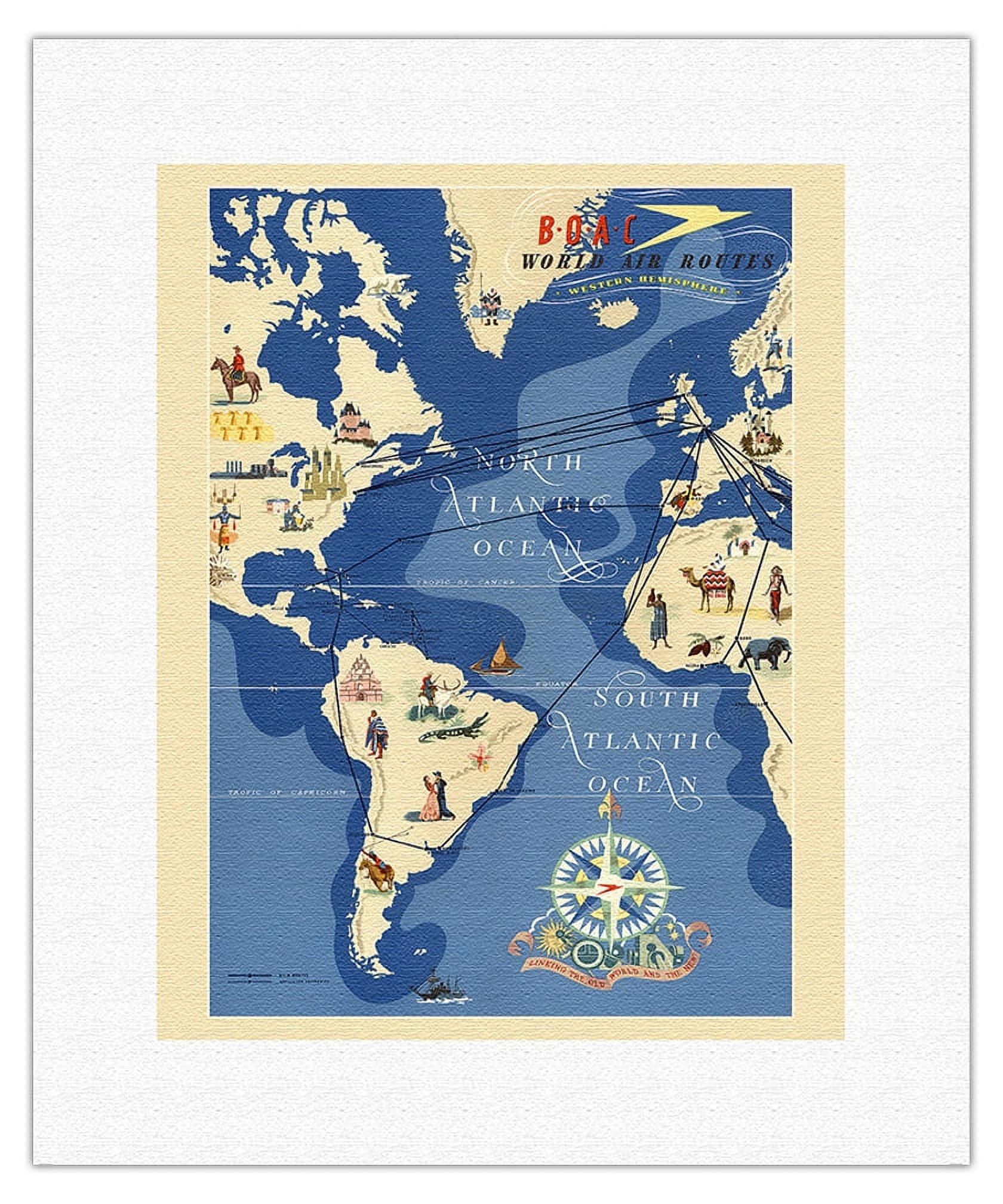 Western Hemisphere Air Routes - BOAC British Overseas Airways ...
