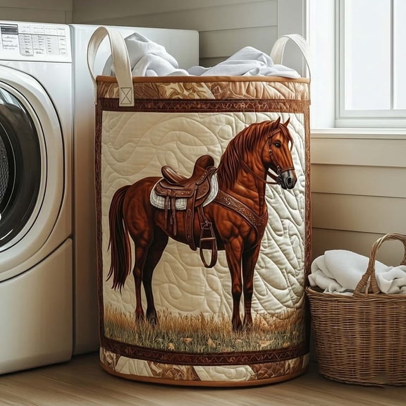 Western Heritage Quilted Laundry Basket, Storage Bin Laundry Basket Fabric, House Storage Hamper, Mother Day's Gift Ideas