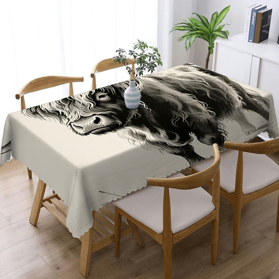 Western Highland Cow Rectangular Tablecloth, Polyester Tablecloths - Kitchen Accessories Tablecloths rectangle , Cafe, dinner, picnic