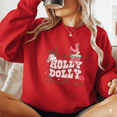 thumbnail image 1 of Western Holly Dolly Holiday Country Music Cheer Sweatshirt, up to size 5XL, 1 of 2