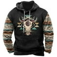 thumbnail image 1 of Western Hoodies For Men Vintage Cow Skull Hooded Pullover Aztec Cowboy Long Sleeve Drawstring Sweatshirts With Pocket, 1 of 2